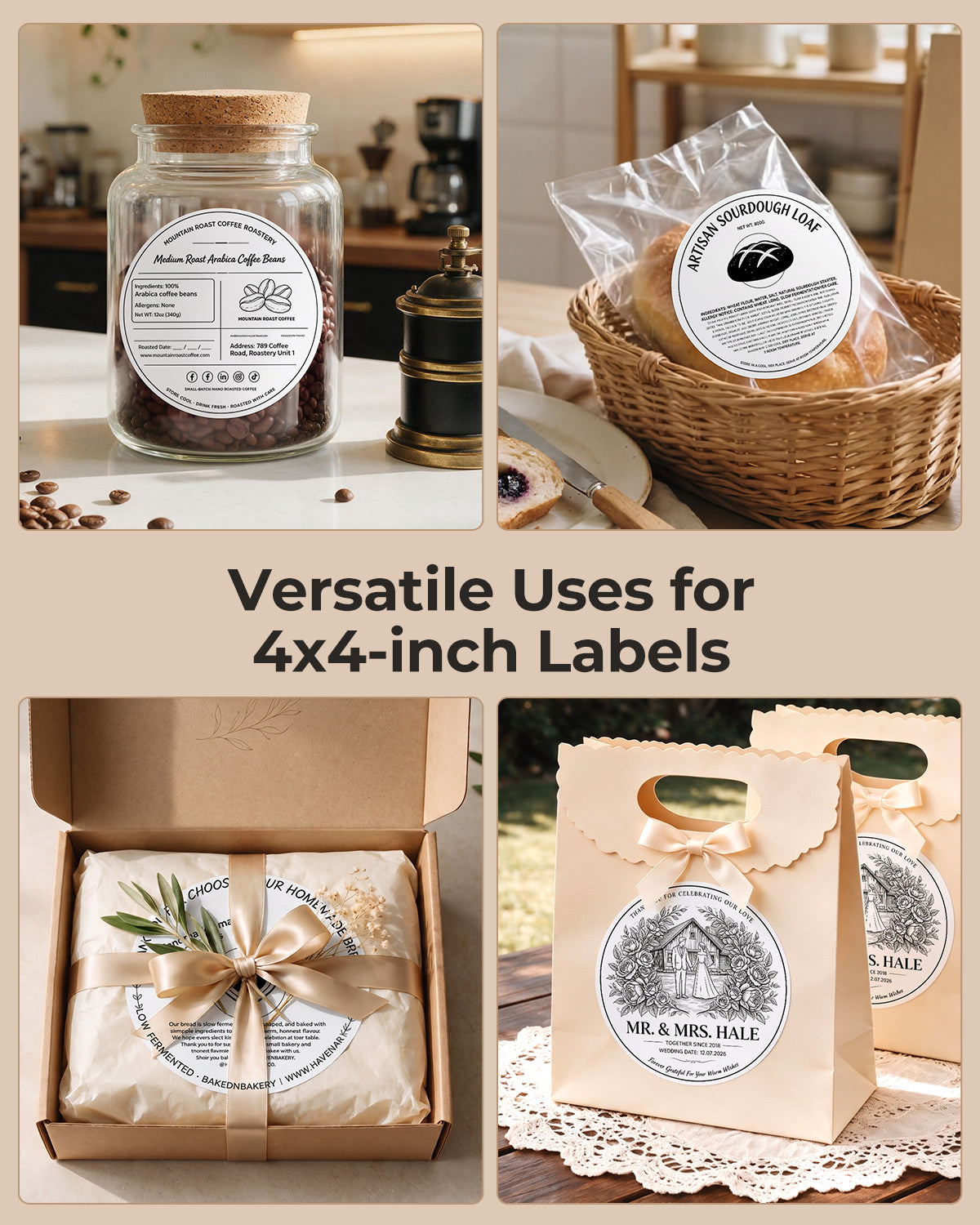 MUNBYN 4" x 4" Universal Thermal Labels for Small Businesses and Bakeries