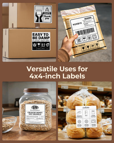MUNBYN 4" x 4" Universal Thermo-etiketten für kleine Unternehmen und Bäckereien