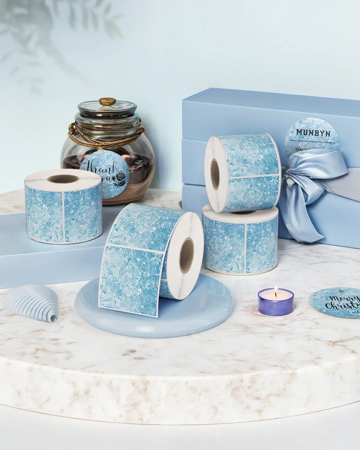 2" Muschelmuster Etiketten