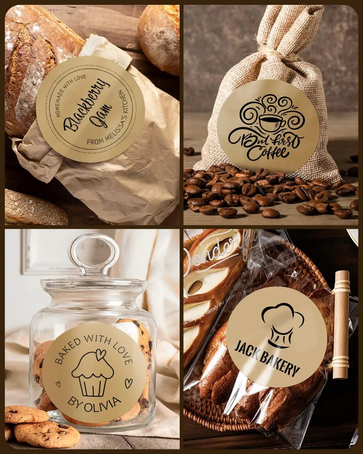 3" Braune Kreisförmige Etiketten