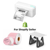 MUNBYN RealWriter 402B Bluetooth thermische labelprinter & ronde labels Shopify verpakking & branding elegante set