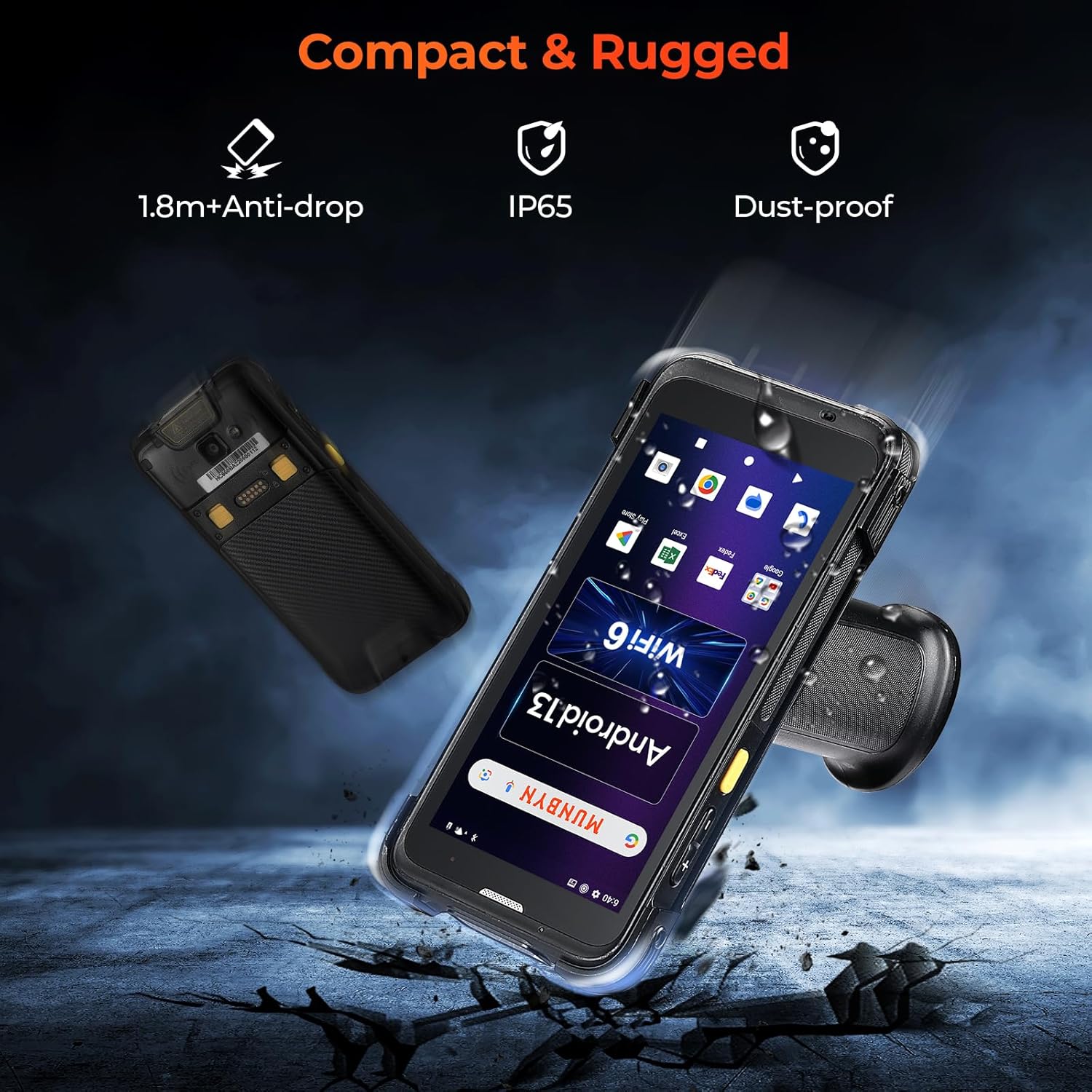 MUNBYN IPDA101P scanner de codes-barres Android avec poignée pistolet