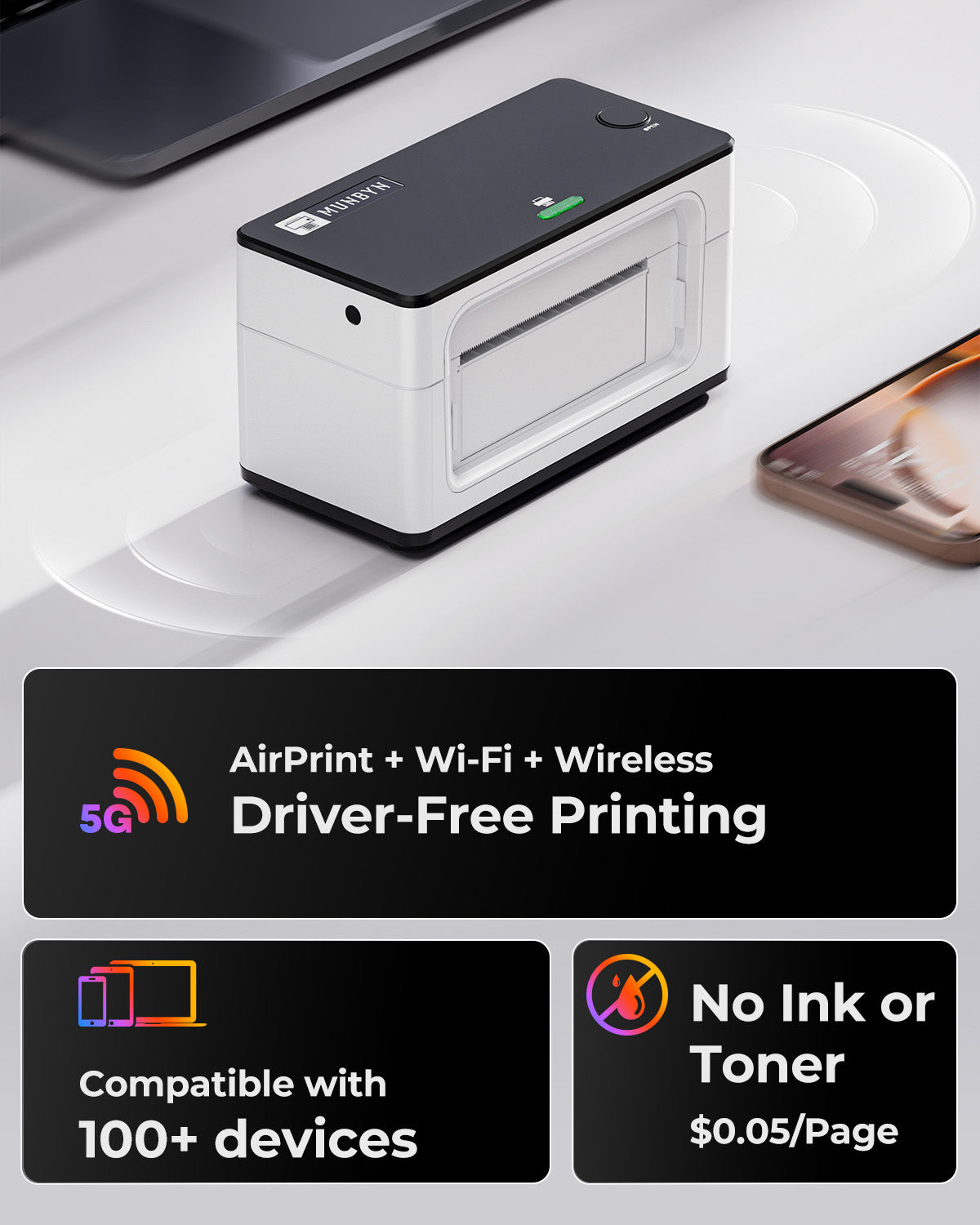 MUNBYN 941AP Bluetooth Etikettendrucker Thermodrucker Sets