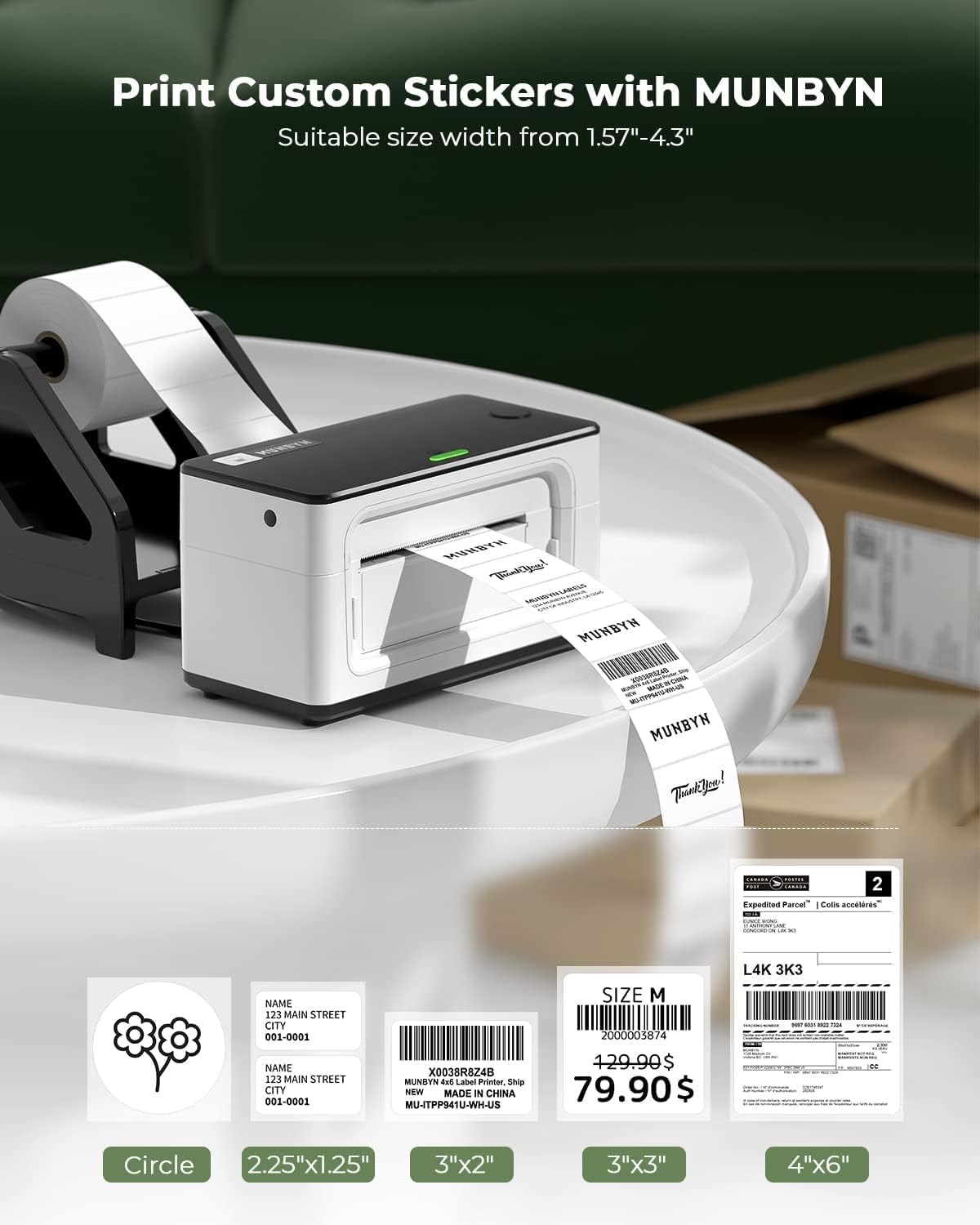 MUNBYN RealWriter 941BP 300DPI Bluetooth thermische labelprinter & transparante labels TikTok productlabeling Ultra HD-set