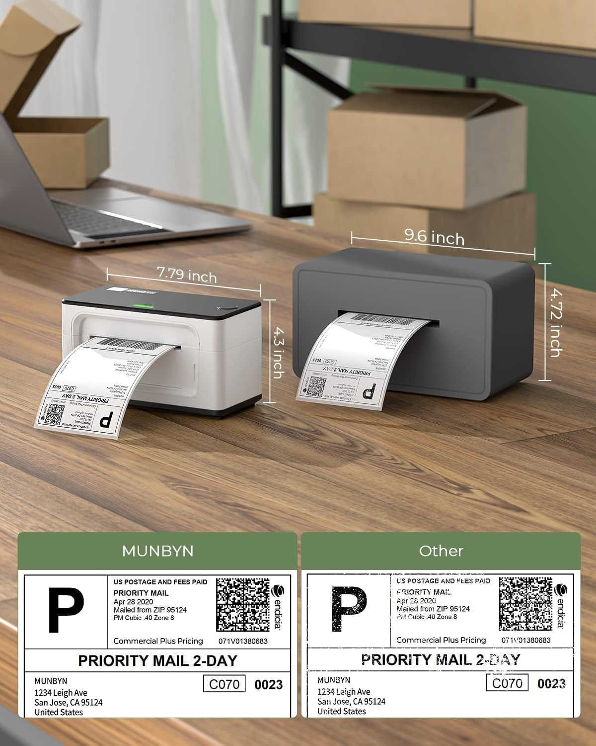 MUNBYN RealWriter 941BP 300DPI Bluetooth thermische labelprinter & transparante labels TikTok productlabeling Ultra HD-set