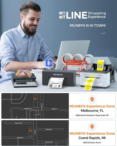 MUNBYN RealWriter 941BP 300DPI Bluetooth thermische labelprinter & transparante labels TikTok productlabeling Ultra HD-set