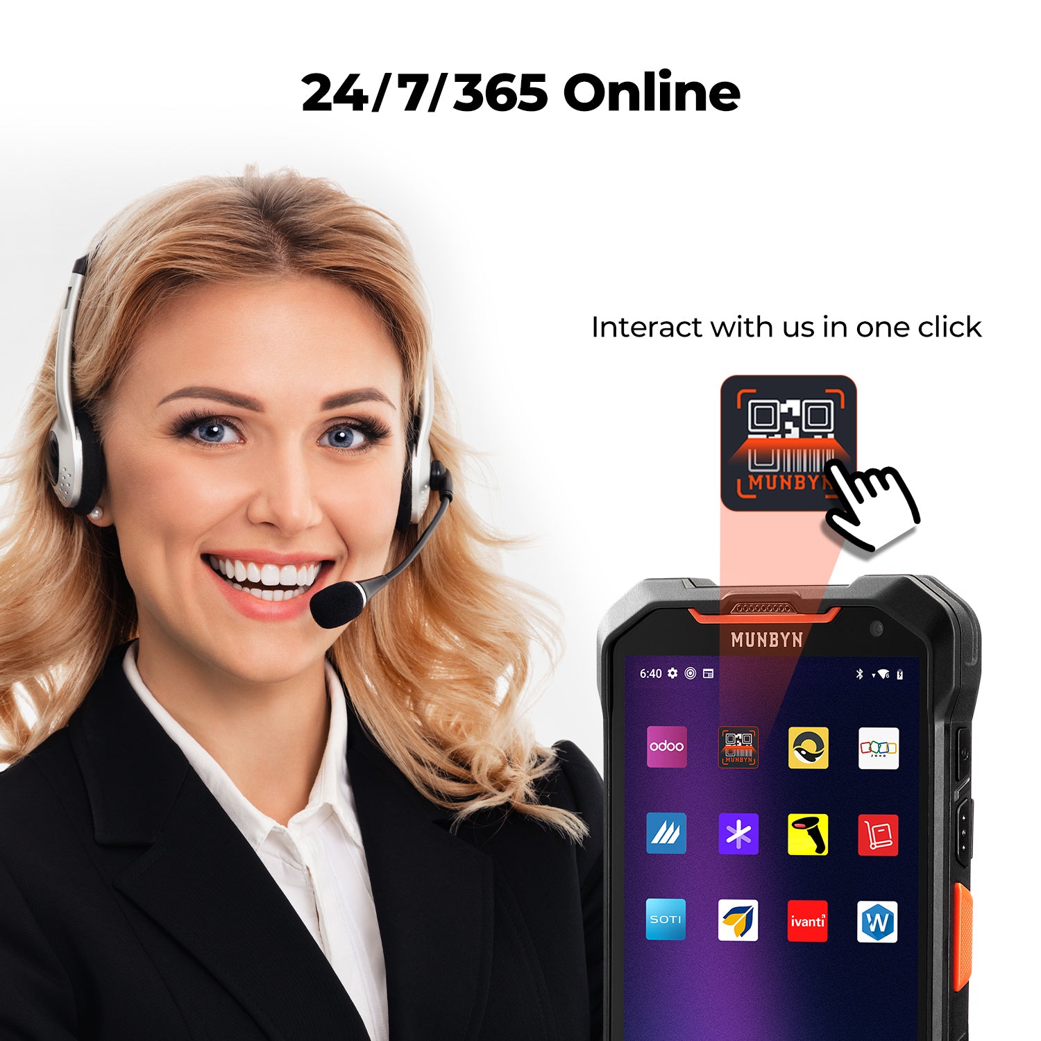 MUNBYN AS01P Scanner de codes-barres Android pour inventaire d'entrepôt
