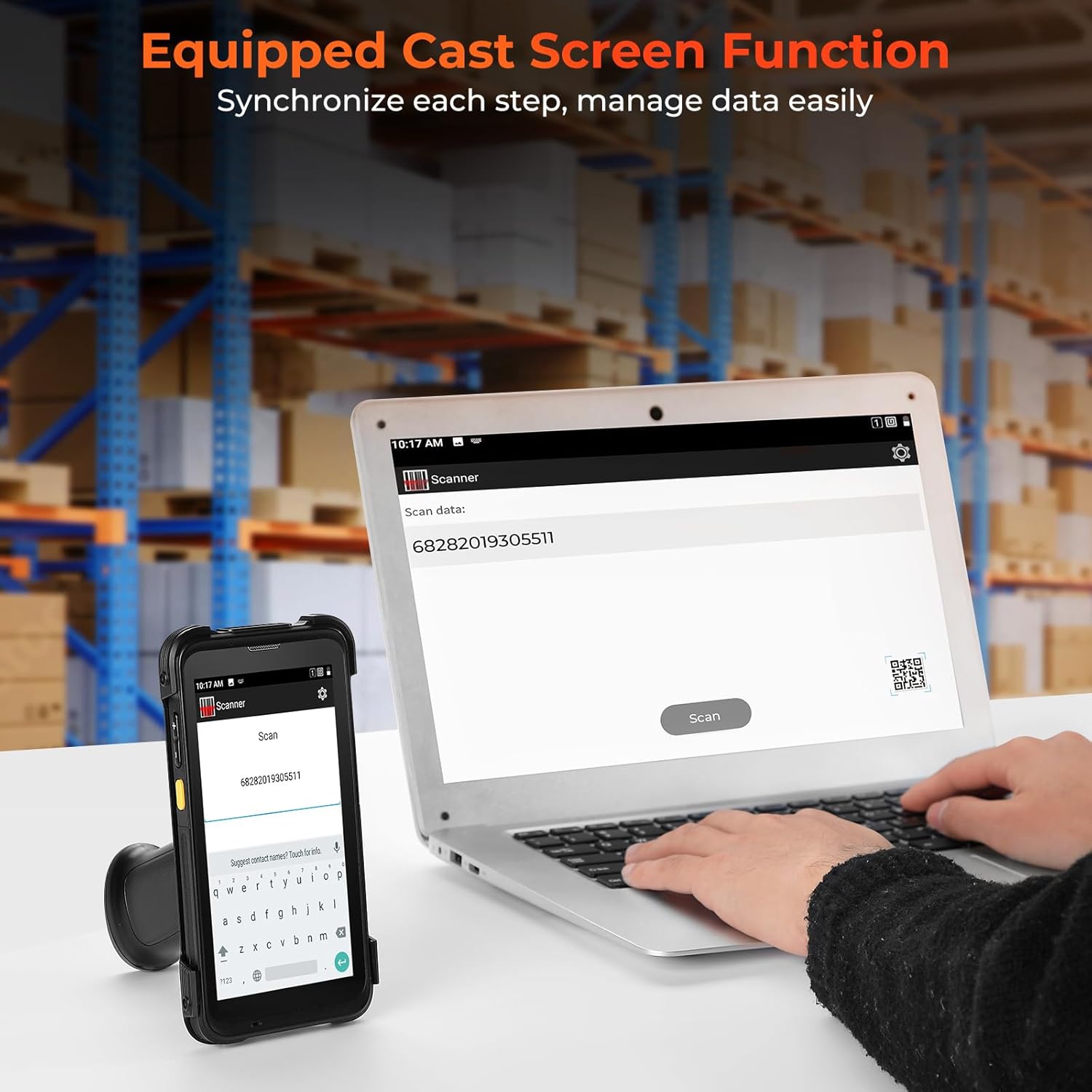 MUNBYN IPDA101P scanner de codes-barres Android avec poignée pistolet