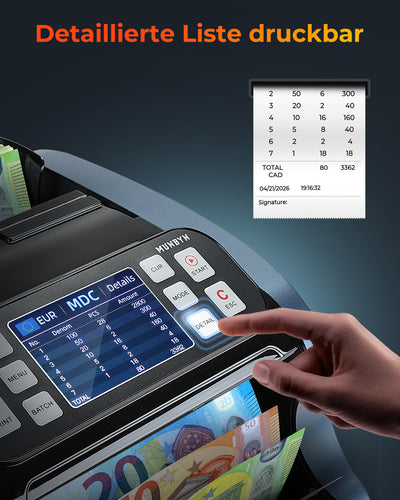 MUNBYN IMC22 Money Counter Machine for Mixed Denominations