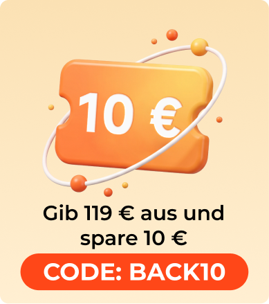 Ab 119€ bestellen und 10€ sparen. Verwenden Sie den Code BACK10