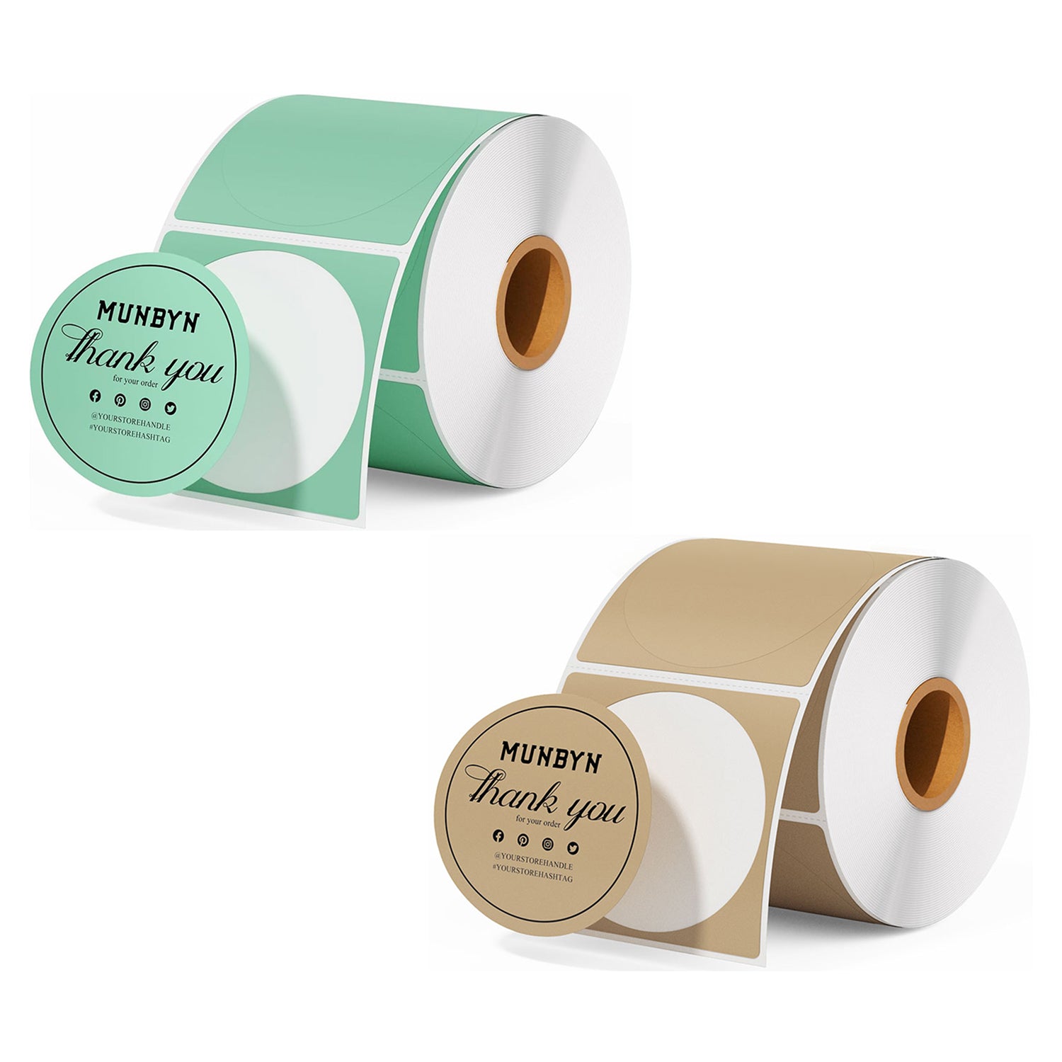 Étiquettes thermiques rondes MUNBYN 2" pour produit, logo et autocollants polyvalents