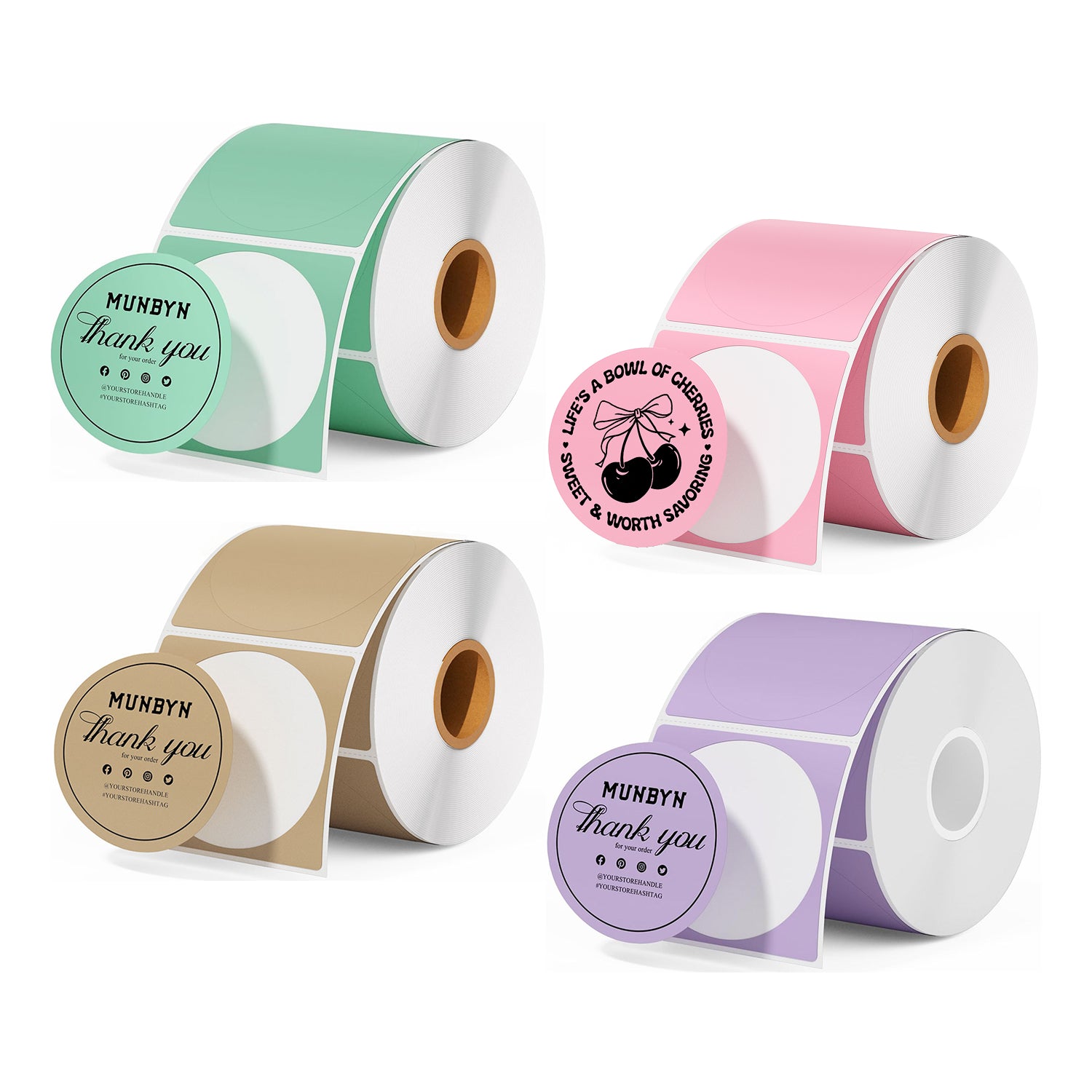 Étiquettes thermiques rondes MUNBYN 2" pour produit, logo et autocollants polyvalents