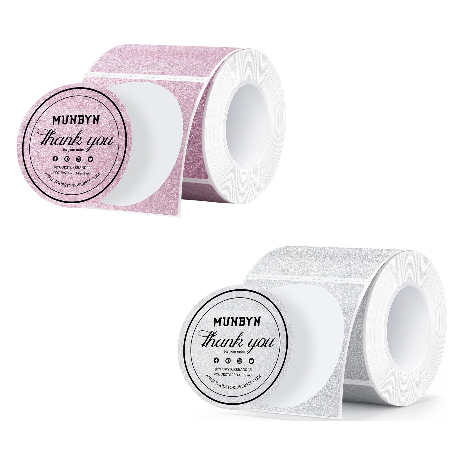 MUNBYN Étiquettes thermiques scintillantes 2" pour autocollants de branding