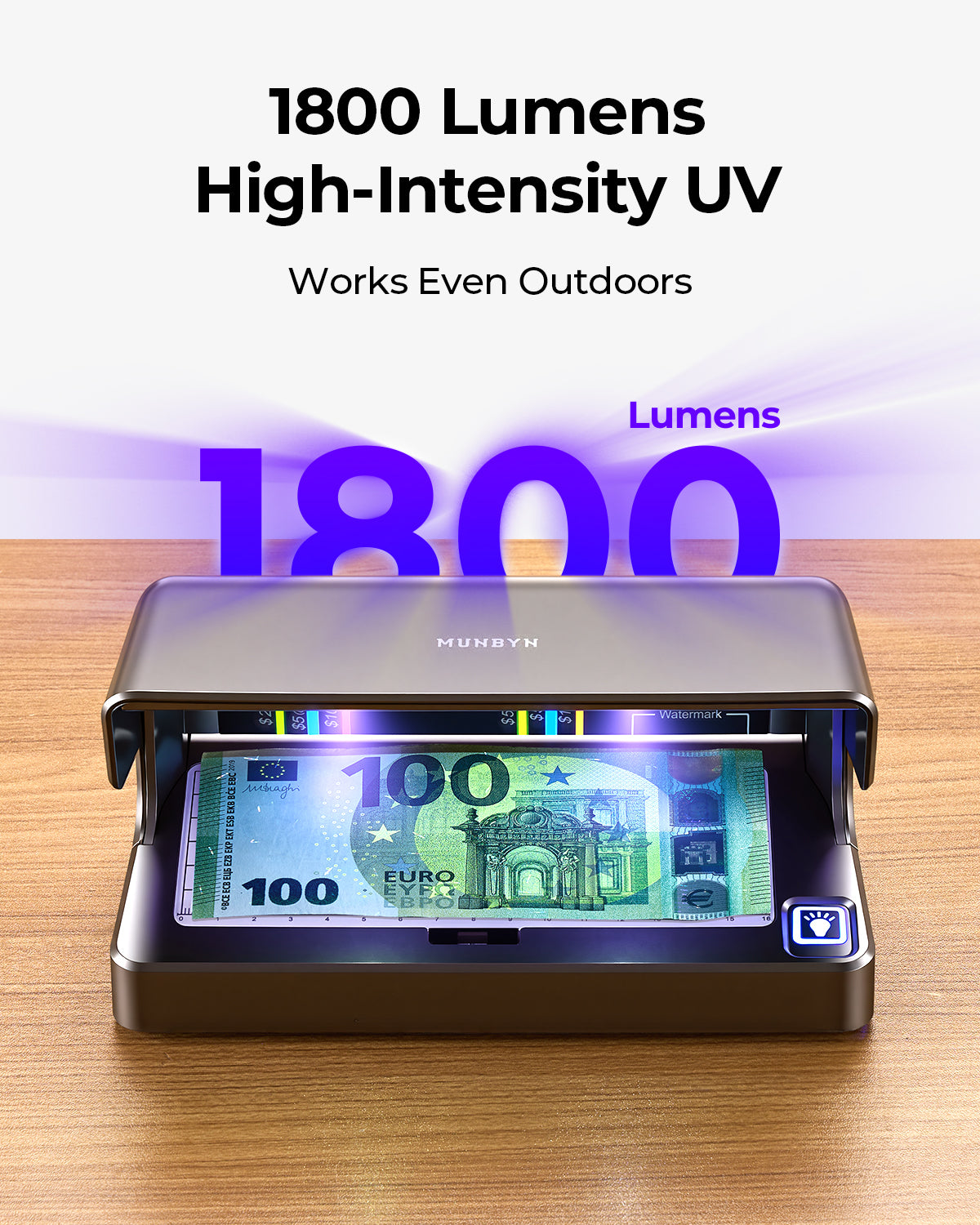 MUNBYN IMC26 Geldscheinprüfer UV für Einzelhandel & kleine Unternehmen