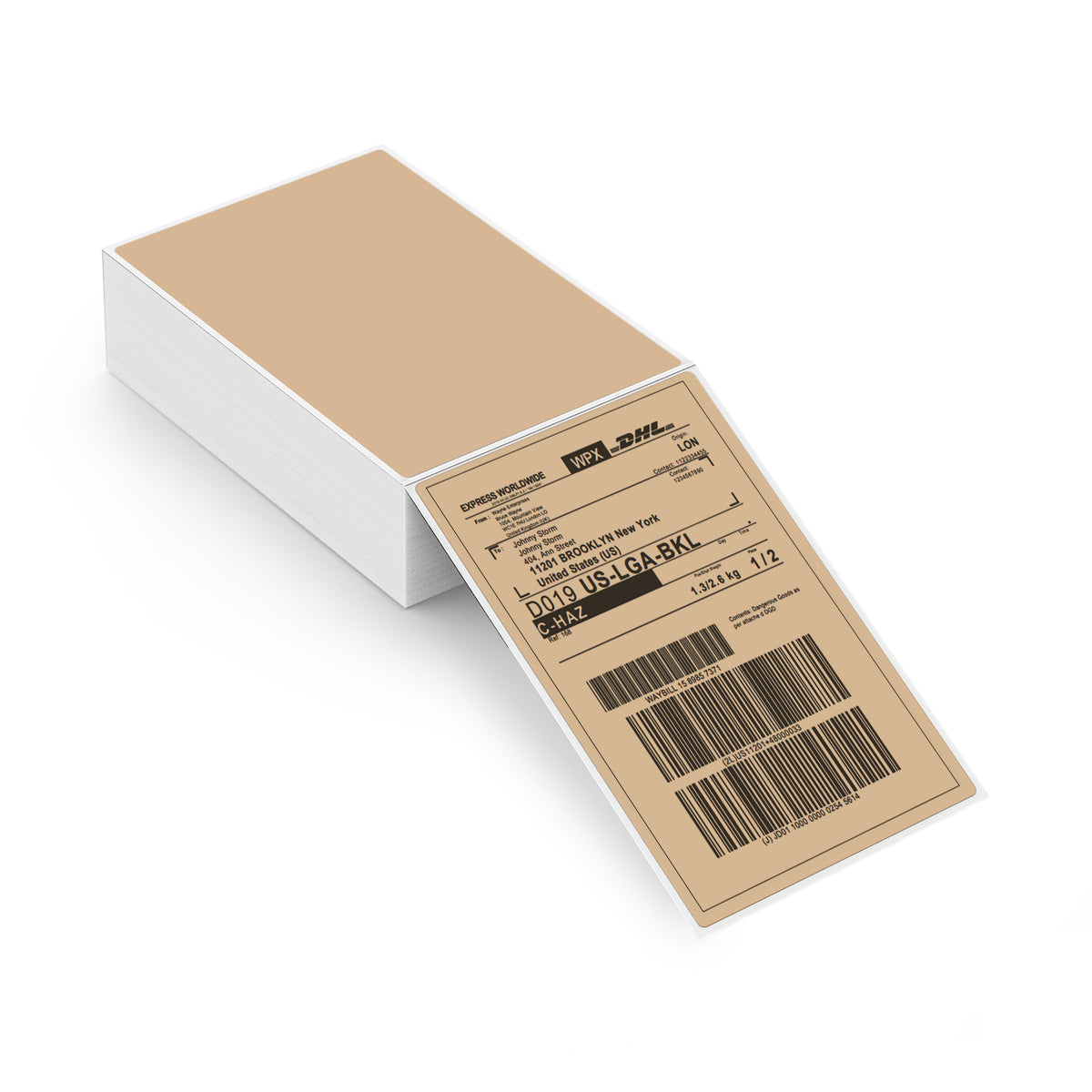 MUNBYN Thermoetiketten 4x6 Faltpapier für Etikettendrucker, Packung mit 220, Braun