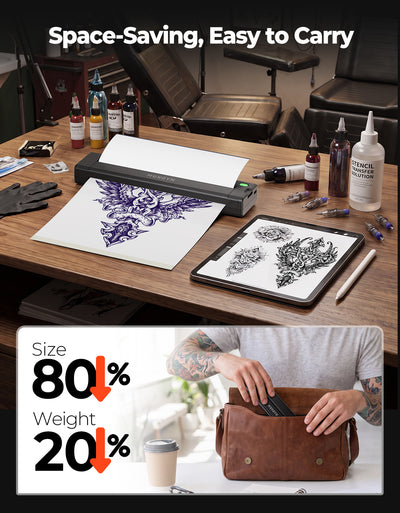 MUNBYN ITP05S Tattoo-Schablonen Drucker mit 20 Blatt Transferpapier