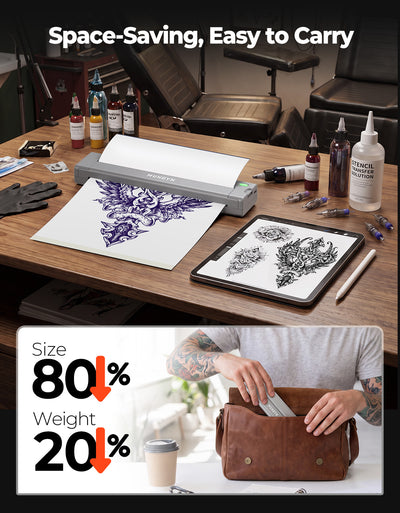 MUNBYN ITP05S Tattoo-Schablonen Drucker mit 20 Blatt Transferpapier