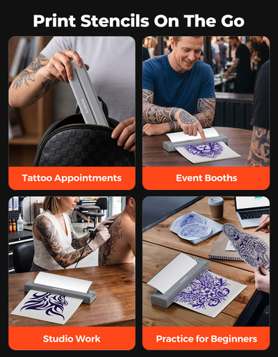 MUNBYN ITP05S Tattoo-Schablonen Drucker mit 20 Blatt Transferpapier