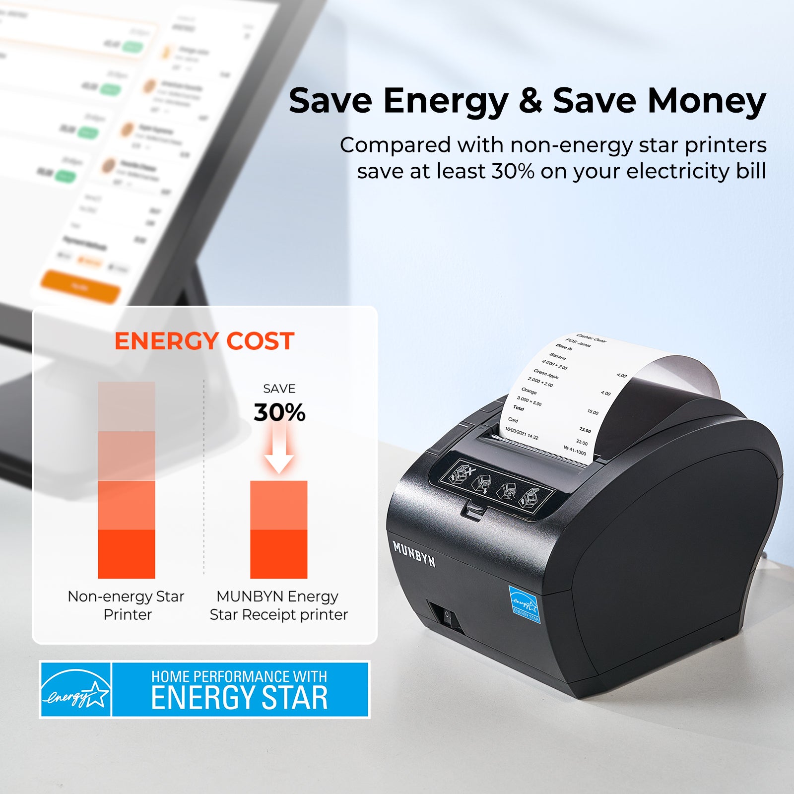 MUNBYN 047P-USEB Bluetooth Receipt Printer with MFi Certification