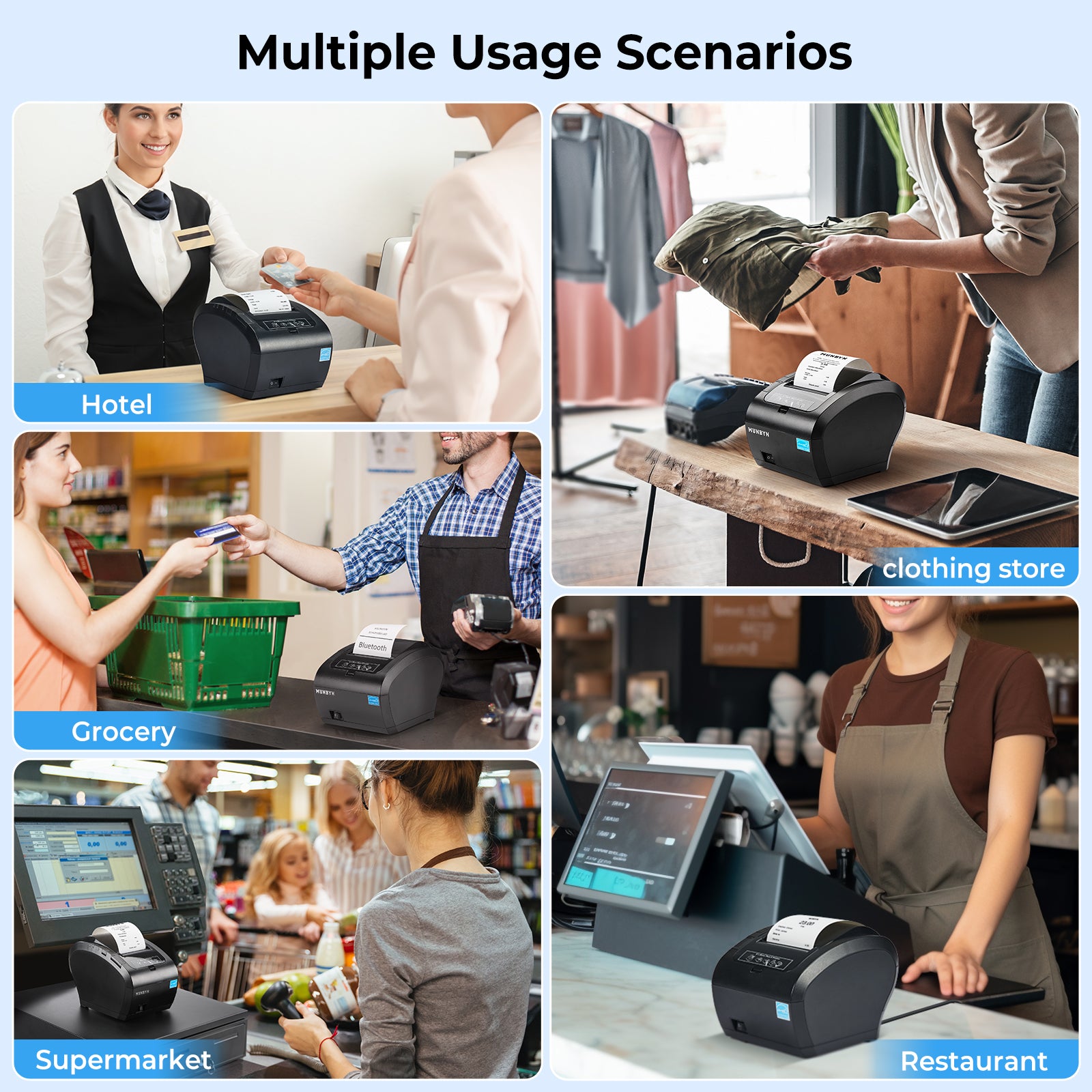 MUNBYN 047P-USEB Bluetooth Receipt Printer with MFi Certification