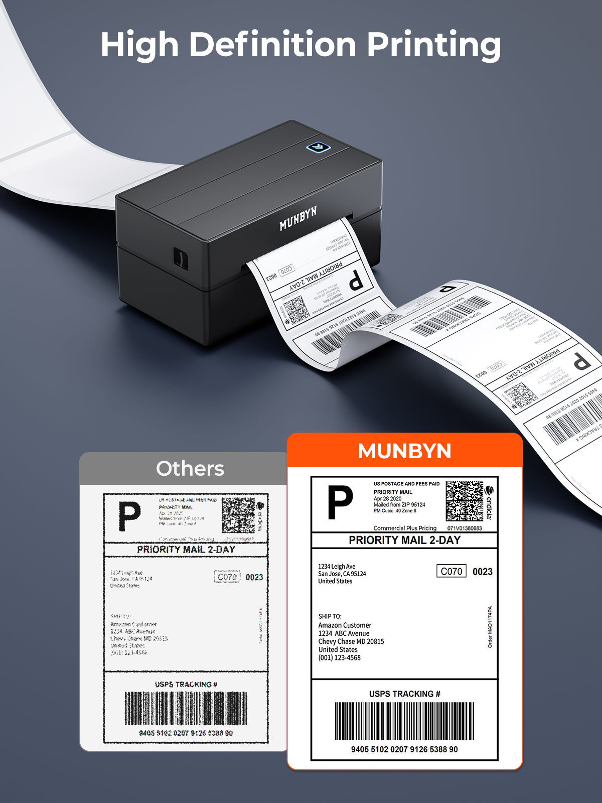 MUNBYN 130B Bluetooth Printer & 4x2 Rectangular Labels Handmade Product Branding Set