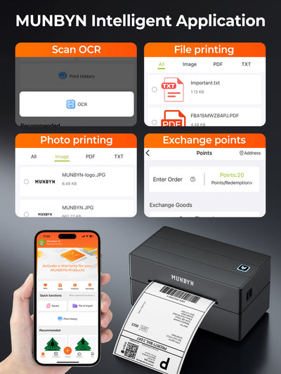 MUNBYN 130B Bluetooth Printer & 4x2 Rectangular Labels Handmade Product Branding Set