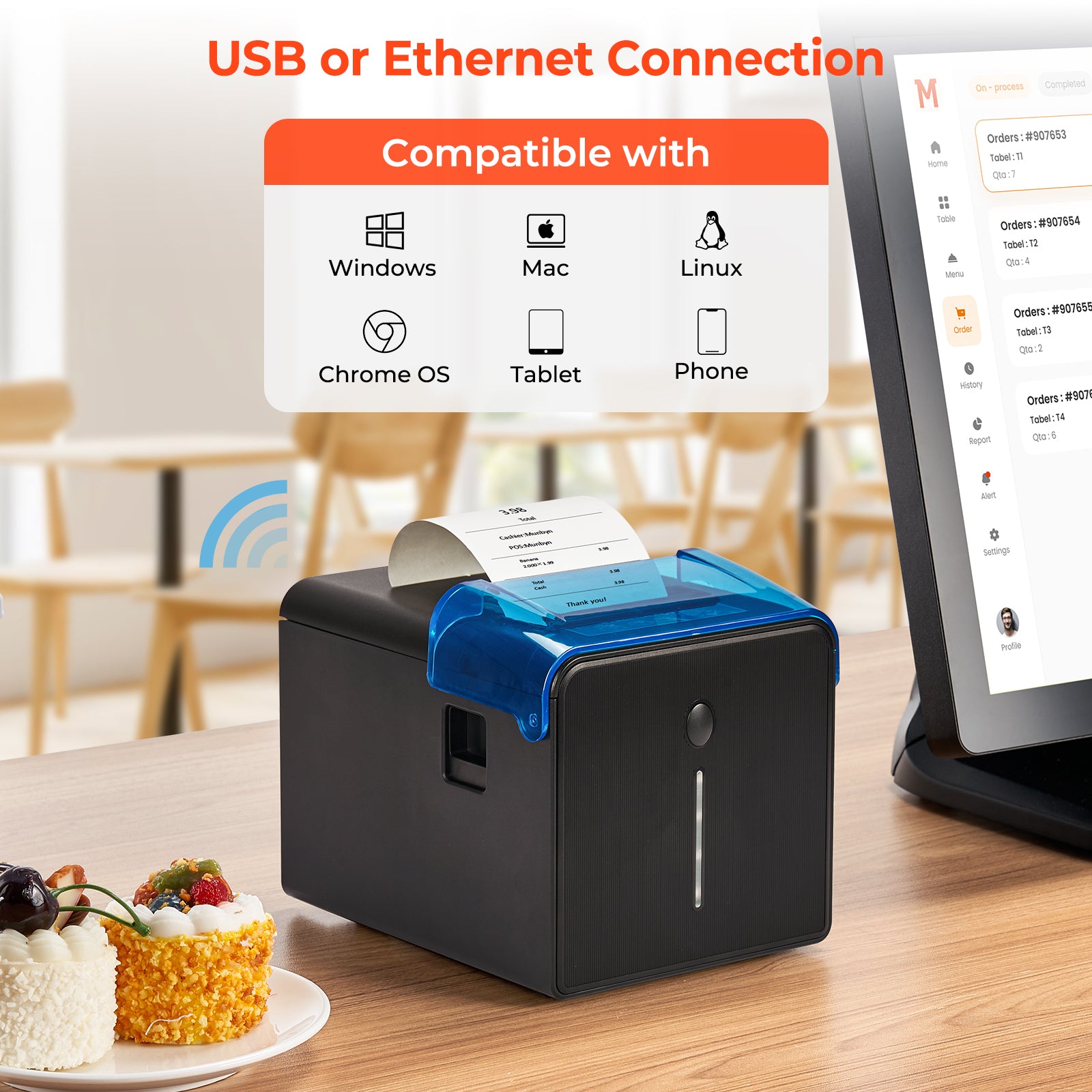 MUNBYN ITPP905 WLAN Bondrucker mit öl & spritzwassergeschützter Abdeckung
