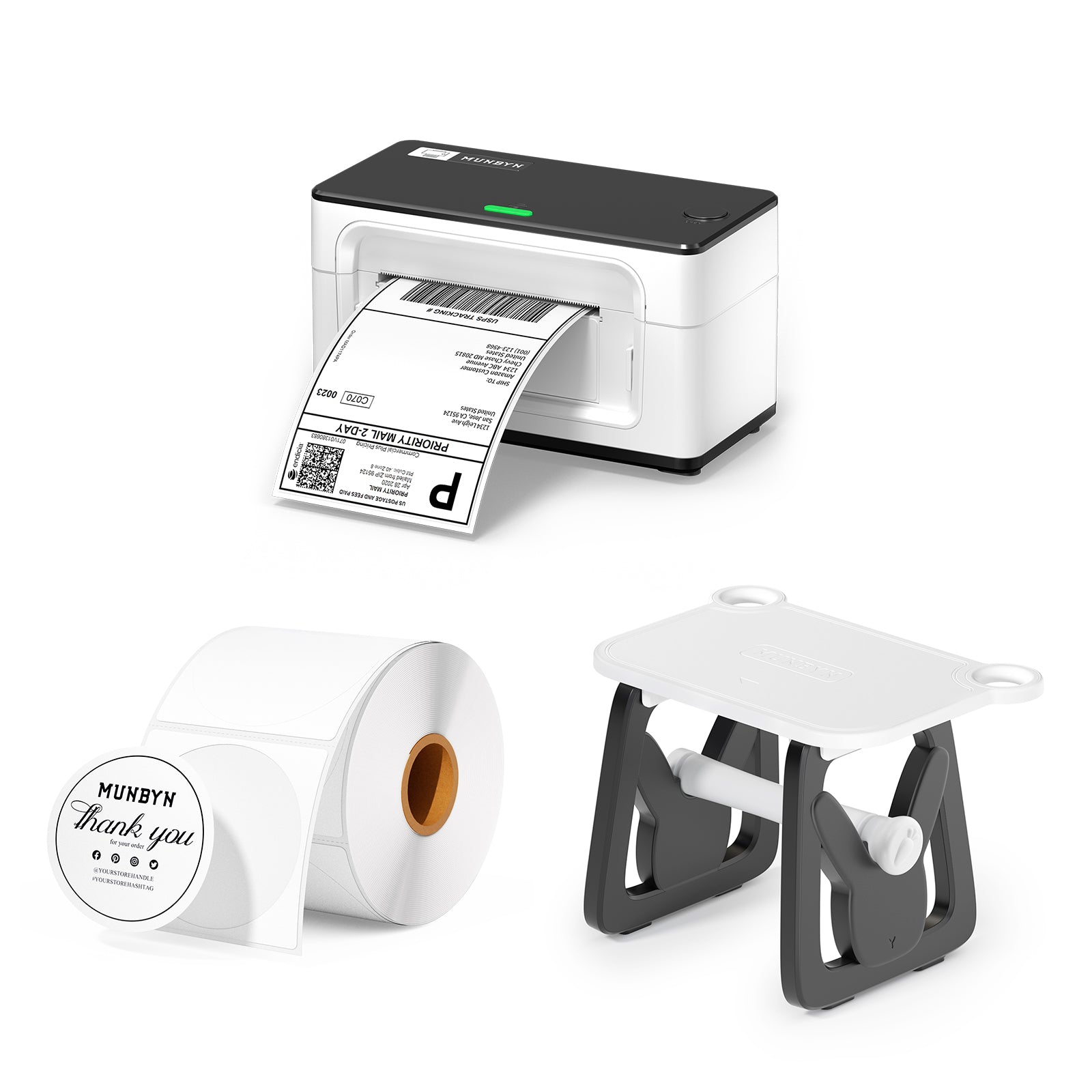 MUNBYN RW941AP AirPrint Thermodrucker Kit für vielseitige Etiketten