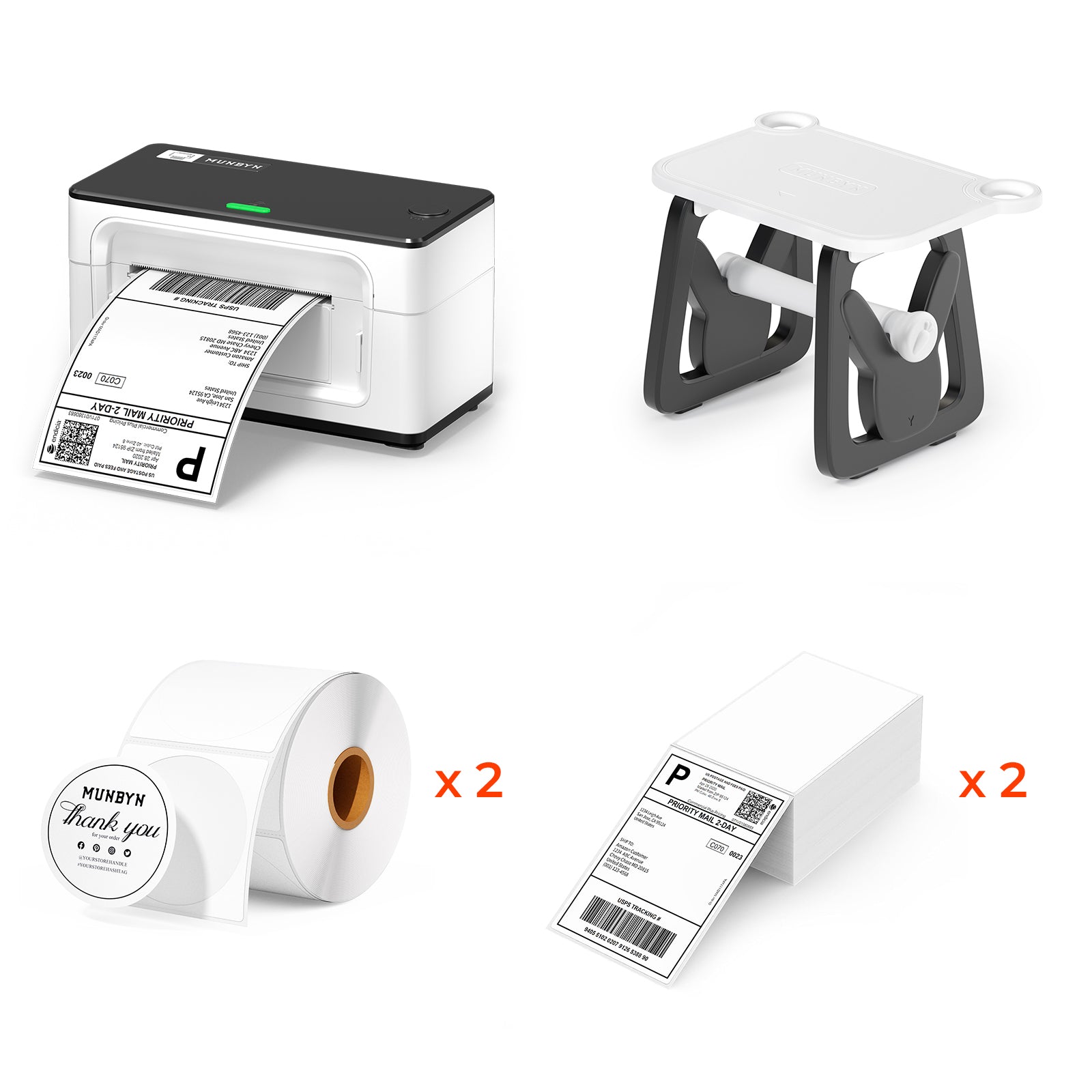 MUNBYN RW941AP AirPrint Thermodrucker Kit für vielseitige Etiketten