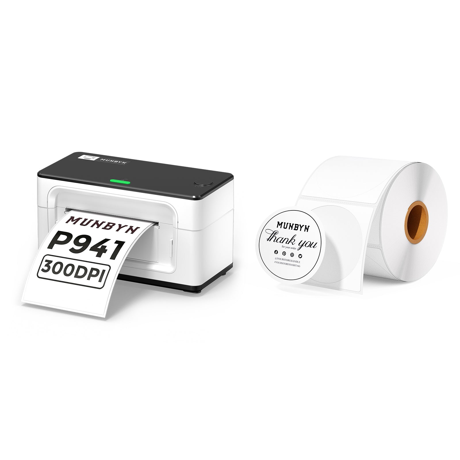 MUNBYN RW941BP 300DPI Bluetooth Thermal Label Printer for Product Labels and Branding