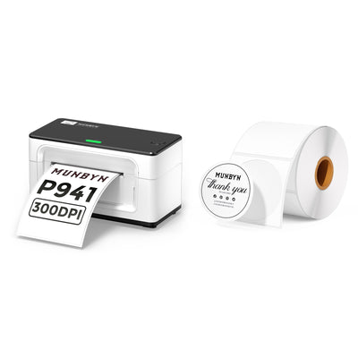MUNBYN RW941BP 300DPI Bluetooth Thermal Label Printer for Product Labels and Branding