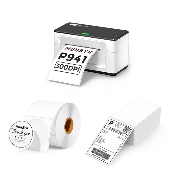MUNBYN RW941BP 300DPI Bluetooth Thermodrucker Kit für Produktetiketten