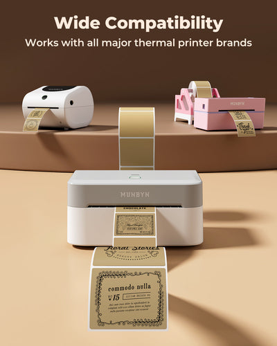 MUNBYN RealWriter 403B Bluetooth Thermal Label Printer & 2x2 Square Labels Candle Packaging Branding Set
