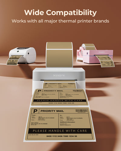 4” X 3” Thermo-Etiketten Braun