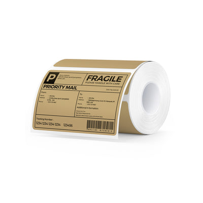 4” X 3” Thermo-Etiketten Braun