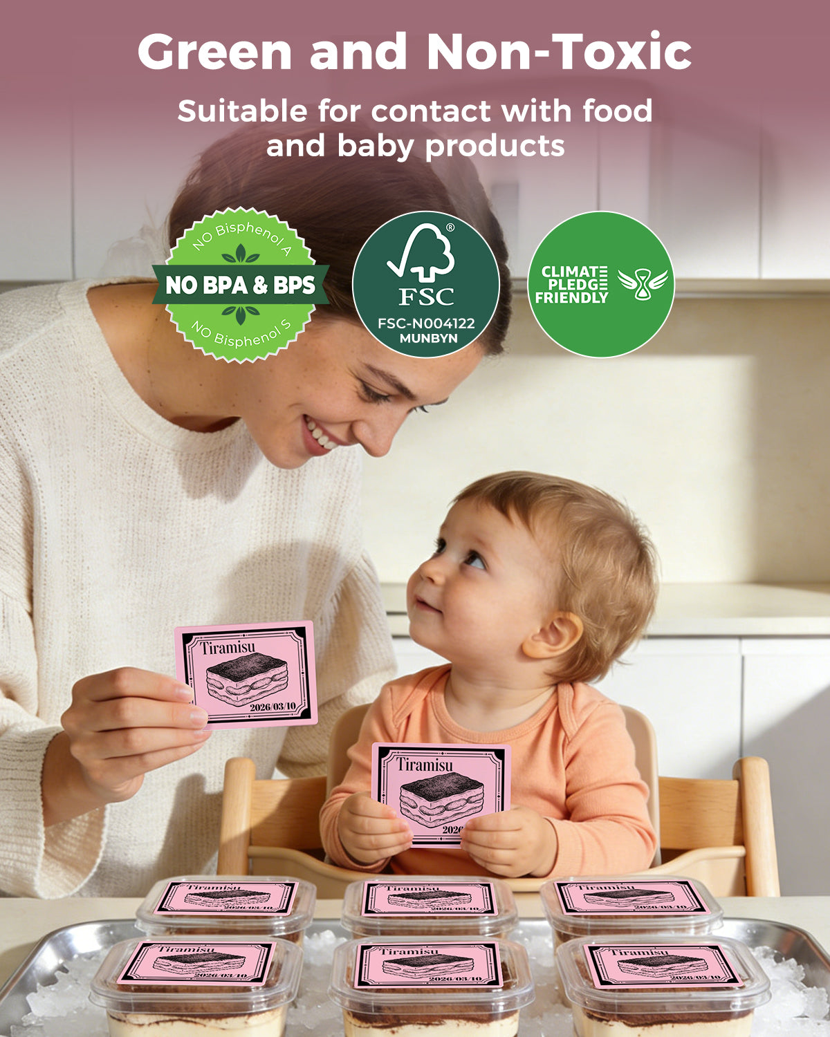 4” X 3” Thermo-Etiketten Rosa