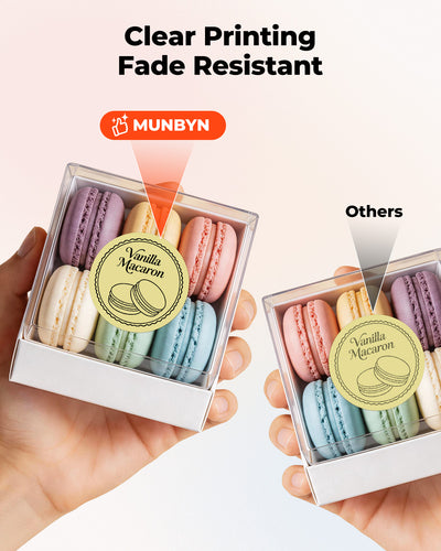 MUNBYN 2" Macaron Runde Thermoetiketten für Produkt- und Verpackungsaufkleber