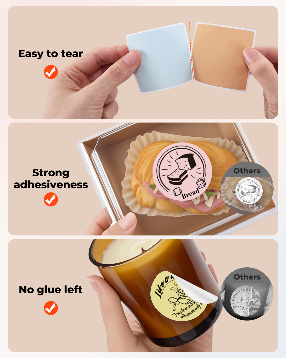 MUNBYN 2" Macaron Runde Thermoetiketten für Produkt- und Verpackungsaufkleber