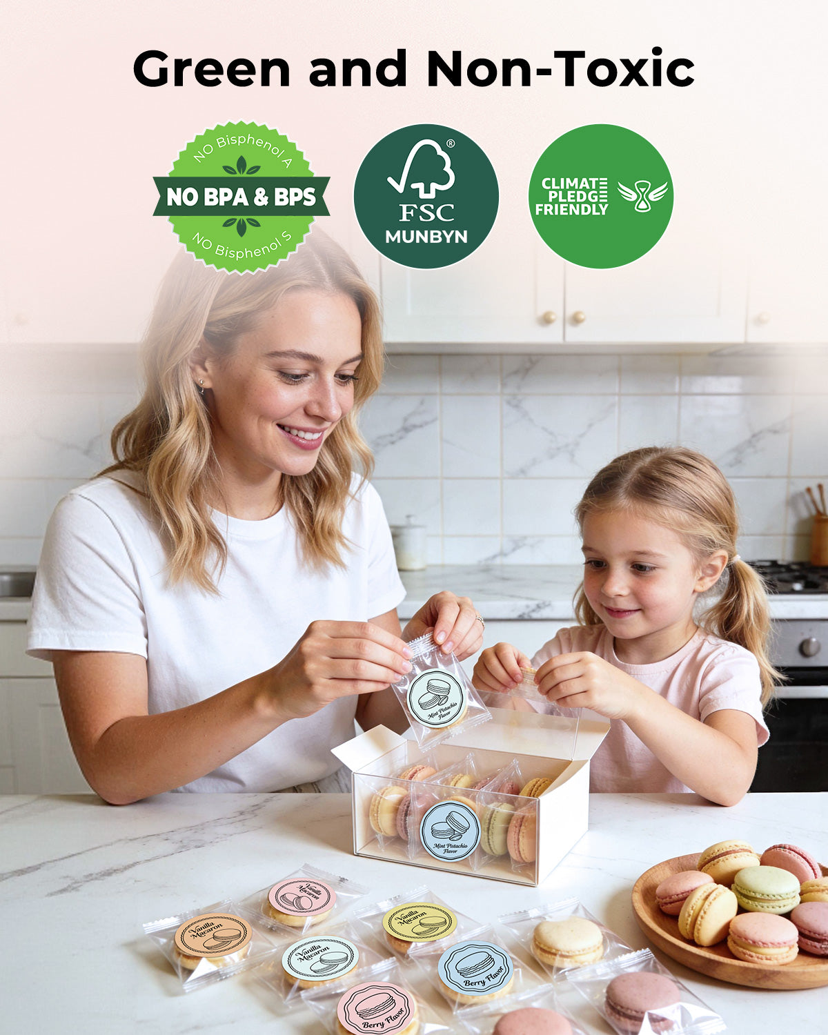 MUNBYN 2" Macaron Runde Thermoetiketten für Produkt- und Verpackungsaufkleber