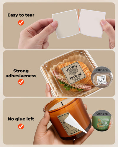 MUNBYN 2" Square Morandi Labels in 5 Colors for Candles and Baked Goods
