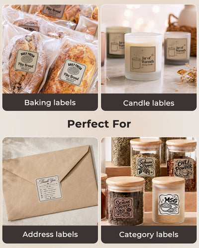 MUNBYN 2" Square Morandi Labels in 5 Colors for Candles and Baked Goods