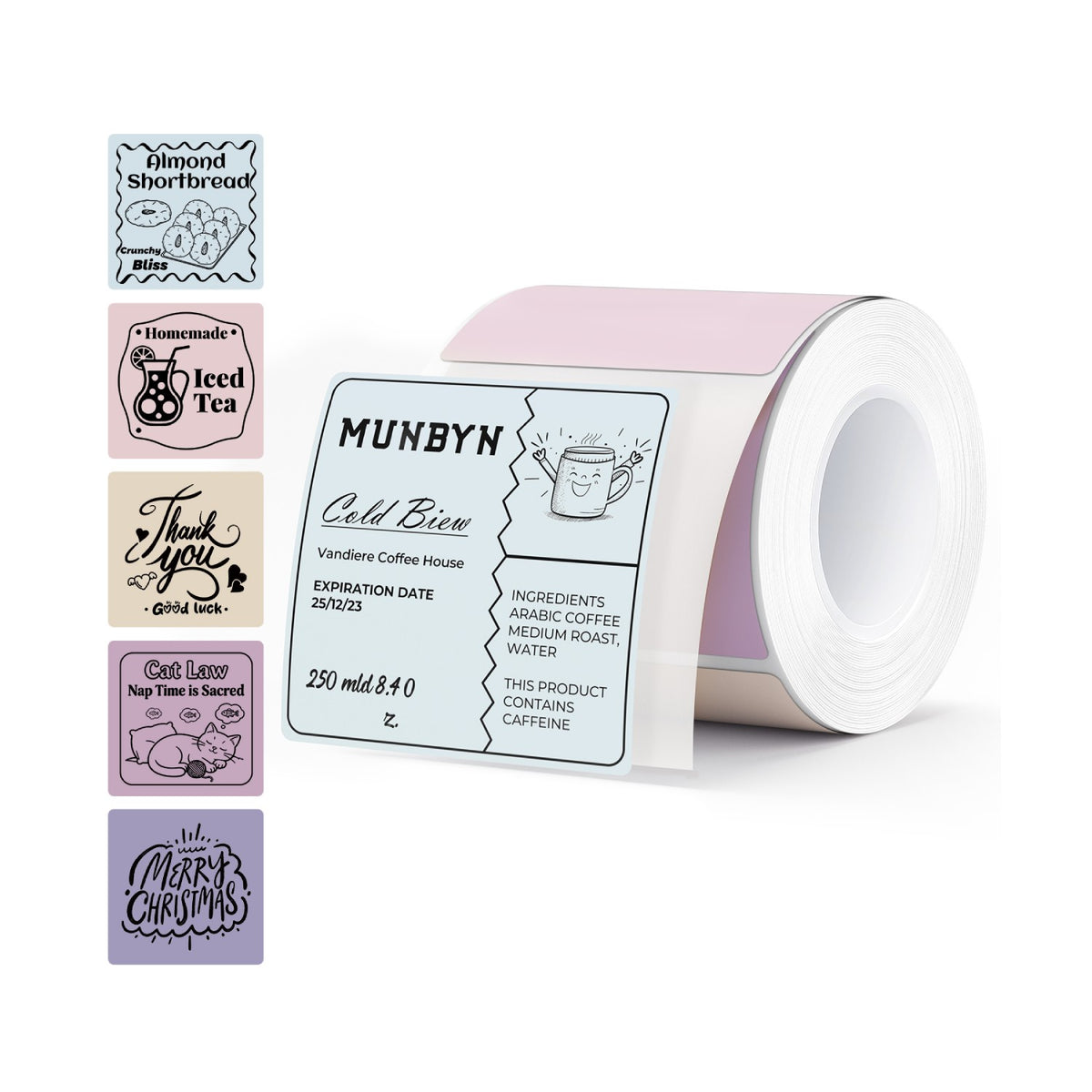 MUNBYN Etiquetas cuadradas Morandi de 2" en 5 colores para velas y repostería