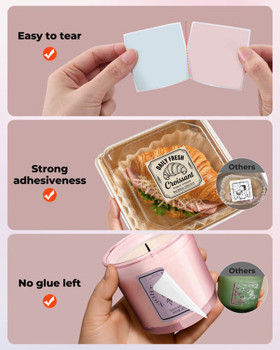 MUNBYN 2" Square Morandi Labels in 5 Colors for Candles and Baked Goods