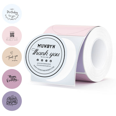 MUNBYN RealWriter 402B Bluetooth Thermal Label Printer & Morandi Labels TikTok Packaging & Branding Elegant Set