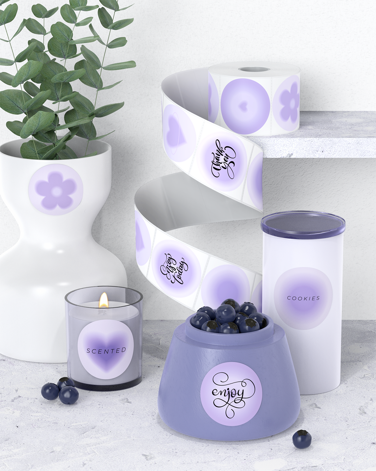 2" Farbverlauf Etiketten