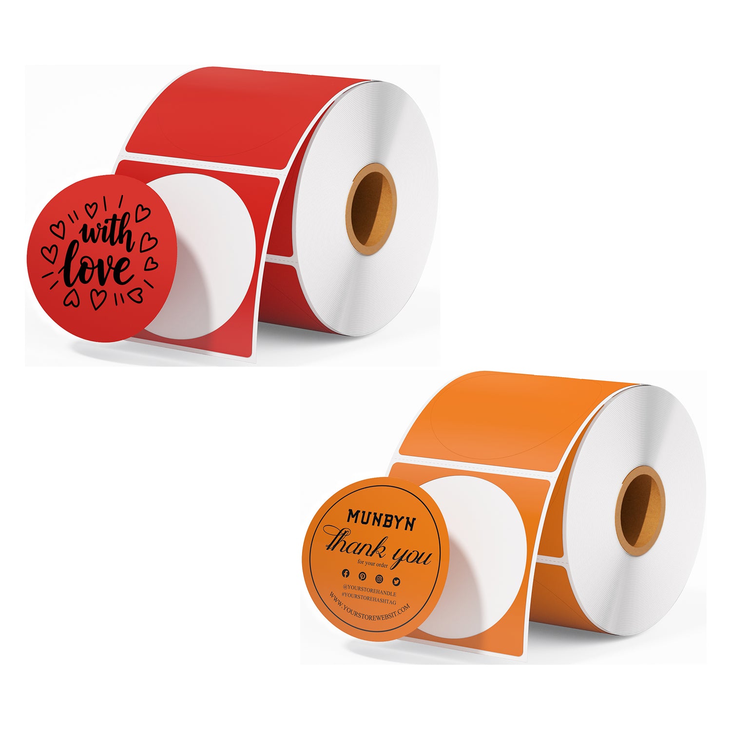 Étiquettes thermiques rondes MUNBYN 2" pour produit, logo et autocollants polyvalents