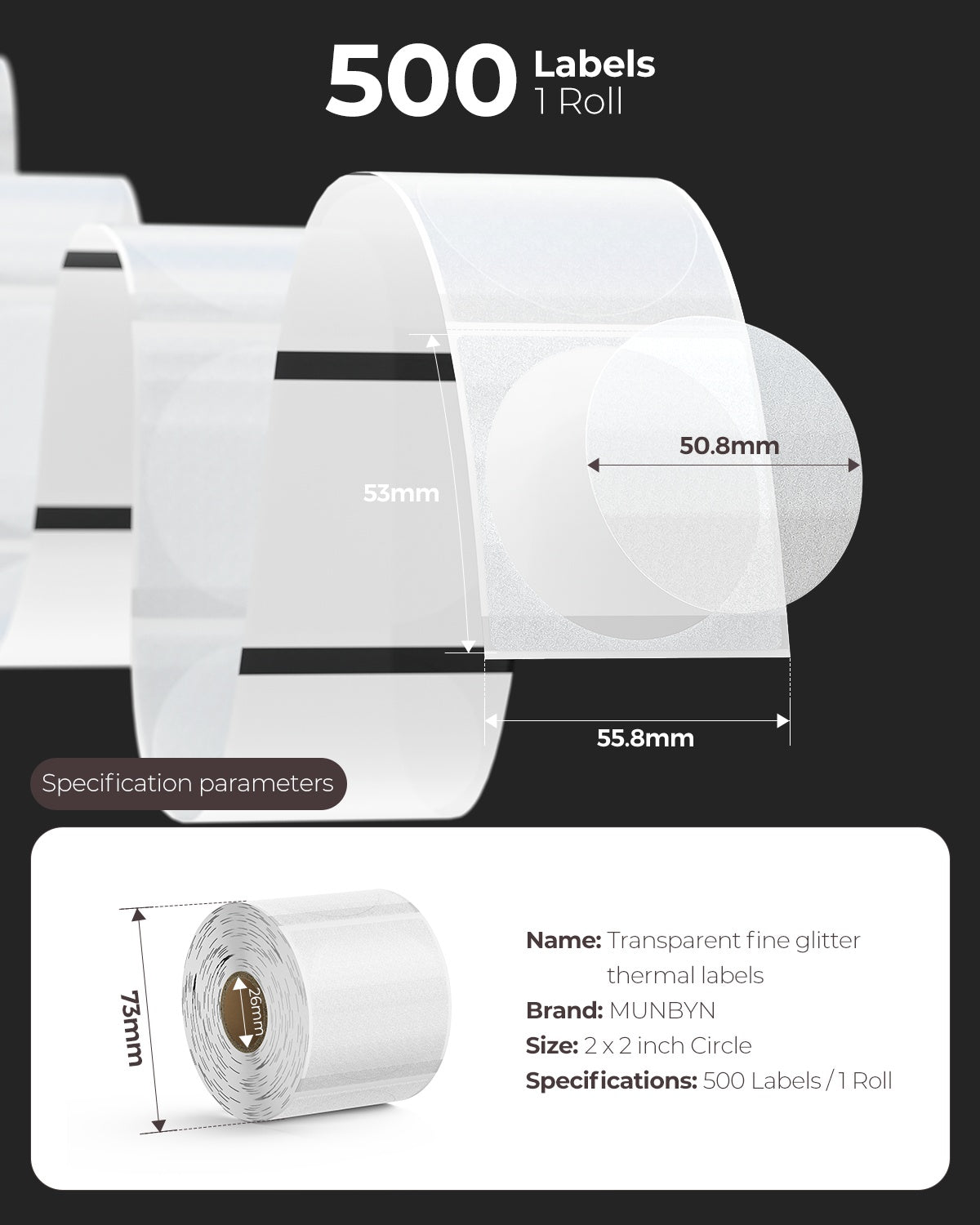 MUNBYN 2" transparente Thermoetiketten für Logos und Verpackung