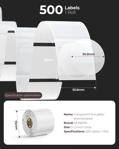 MUNBYN 2" transparente Thermoetiketten für Logos und Verpackung