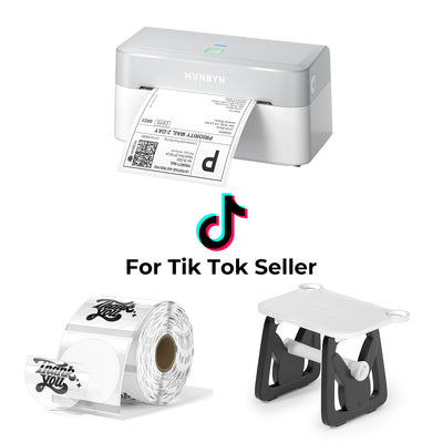 MUNBYN RealWriter 403B Bluetooth Thermal Label Printer & Transparent Labels TikTok Product Labeling Elegant Set