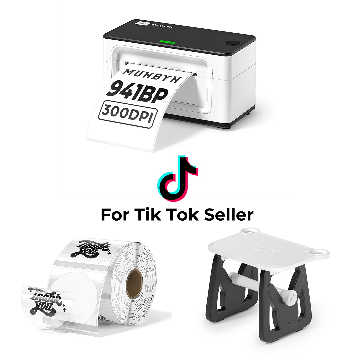 MUNBYN RealWriter 941BP 300DPI Bluetooth thermische labelprinter & transparante labels TikTok productlabeling Ultra HD-set